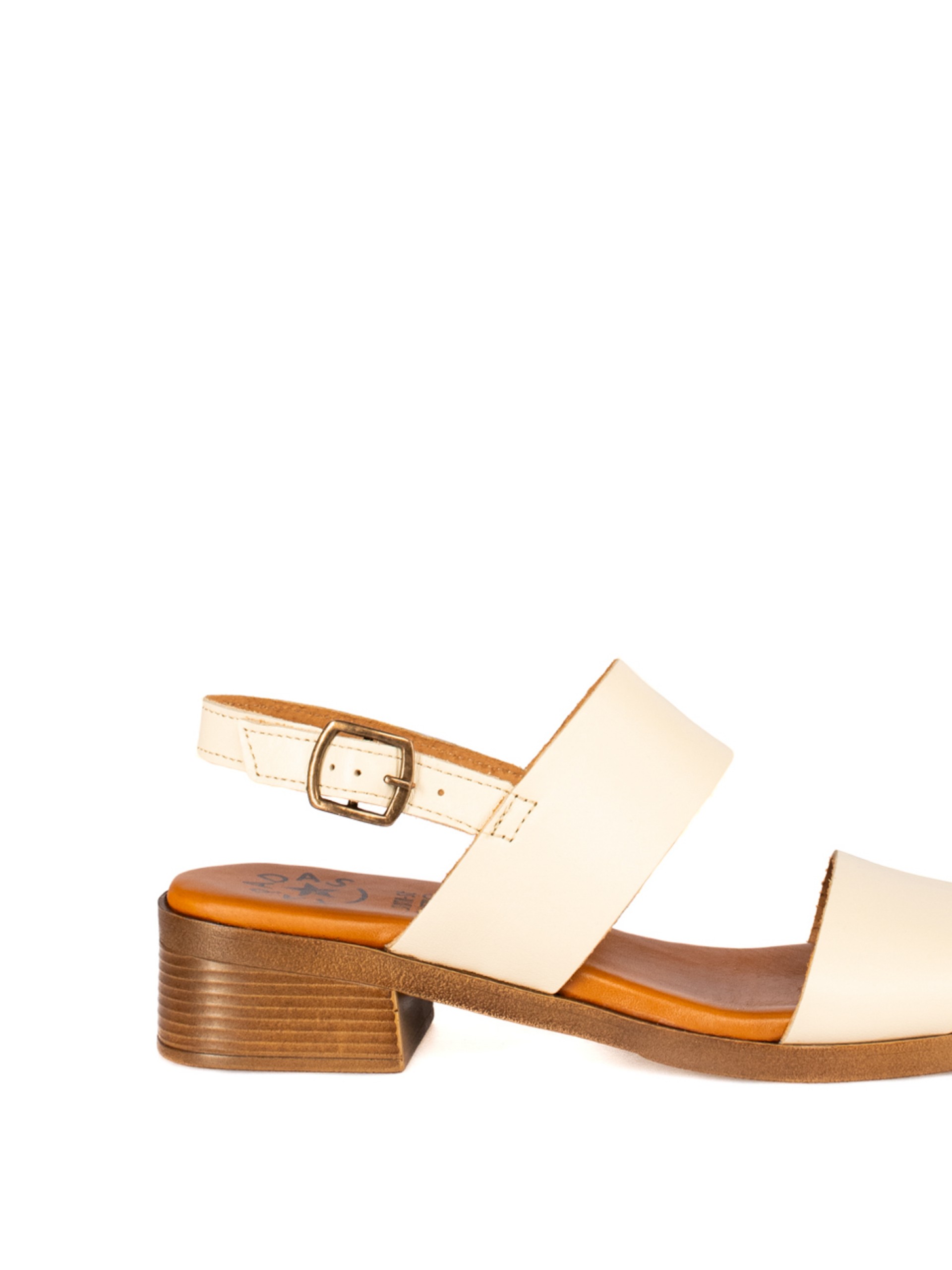 Low-Heel Sandal with Two Leather Straps