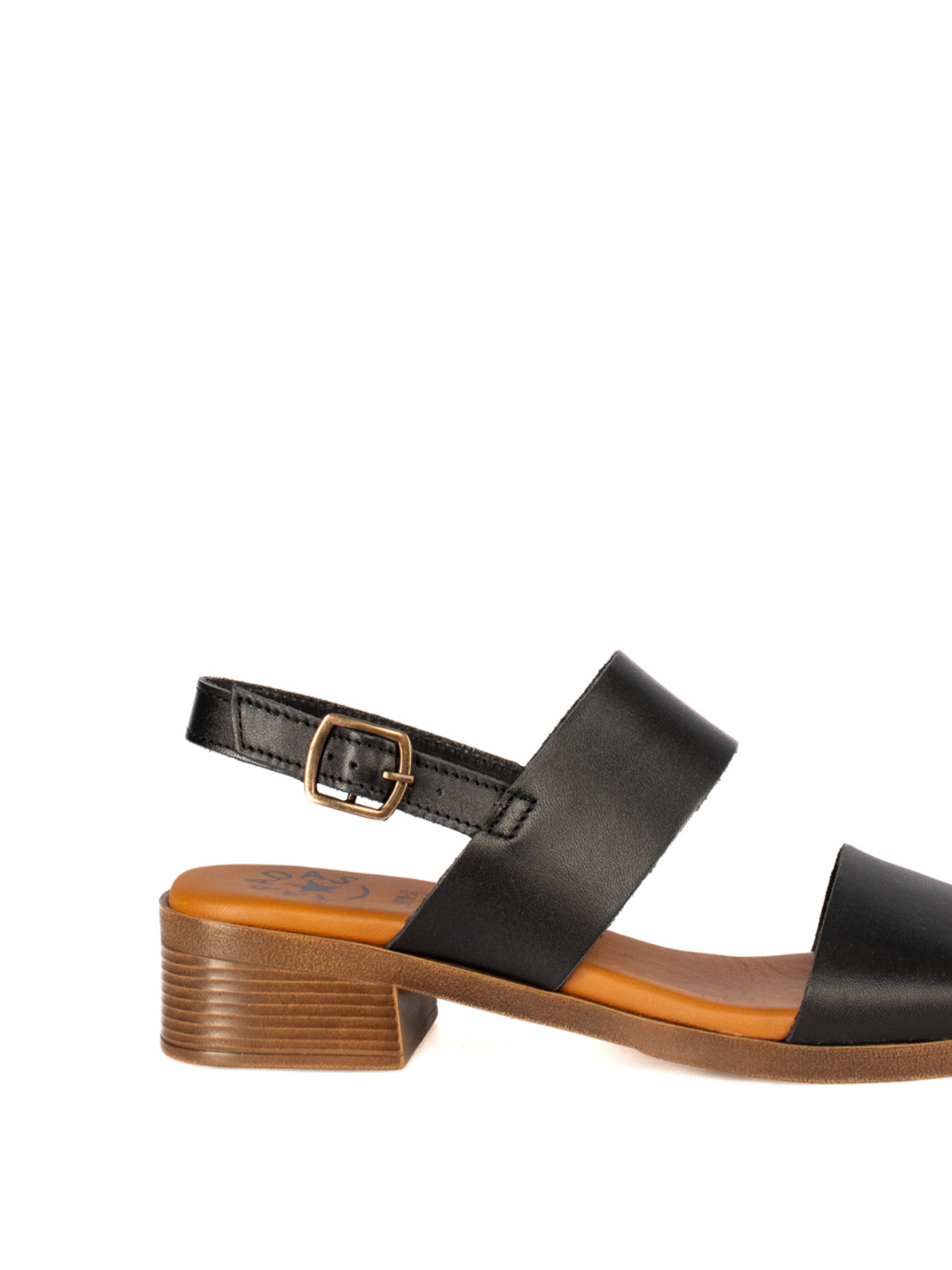 Low-Heel Sandal with Two Leather Straps