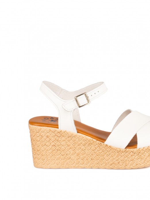 Women’s Leather Wedge Sandal with Crossed Straps Women’s Leather Wedge Sandal with Crossed Straps