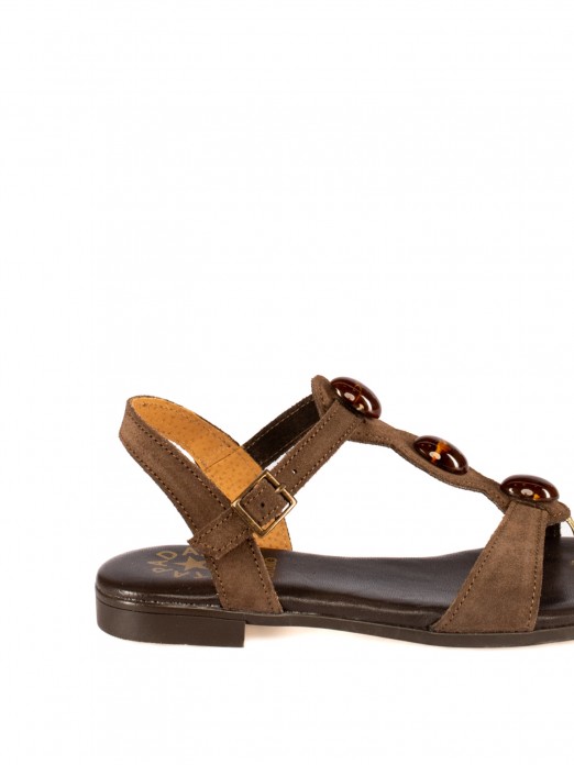 Flat Suede Sandalwith Stones Flat Suede Sandalwith Stones