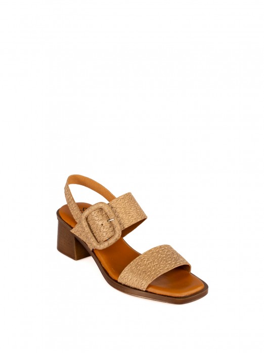 Woven Leather Sandal with Covered Buckle Woven Leather Sandal with Covered Buckle