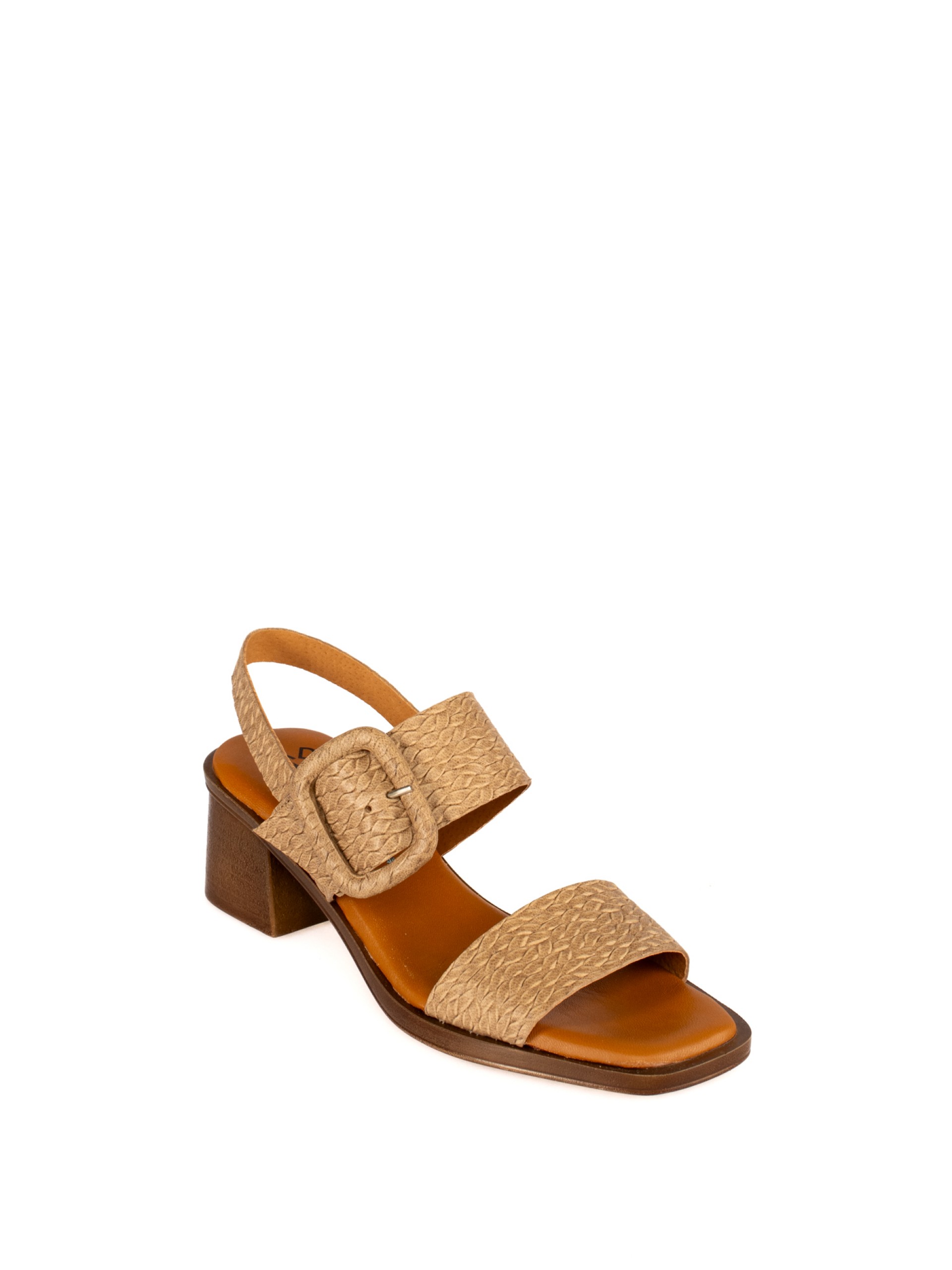 Woven Leather Sandal with Covered Buckle
