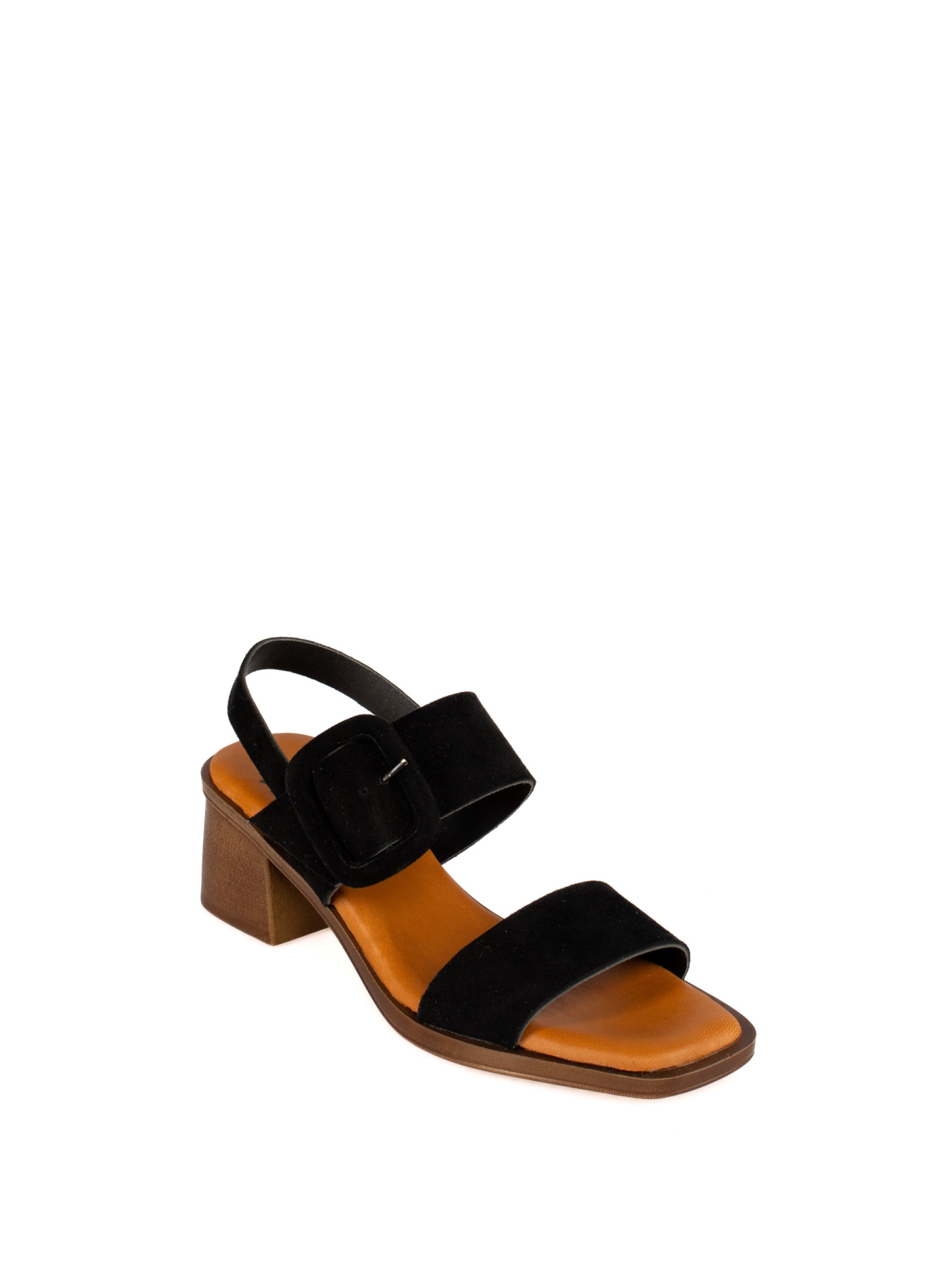 Woven Suede Sandal with Covered Buckle