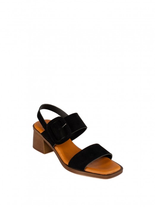 Woven Suede Sandal with Covered Buckle Woven Suede Sandal with Covered Buckle