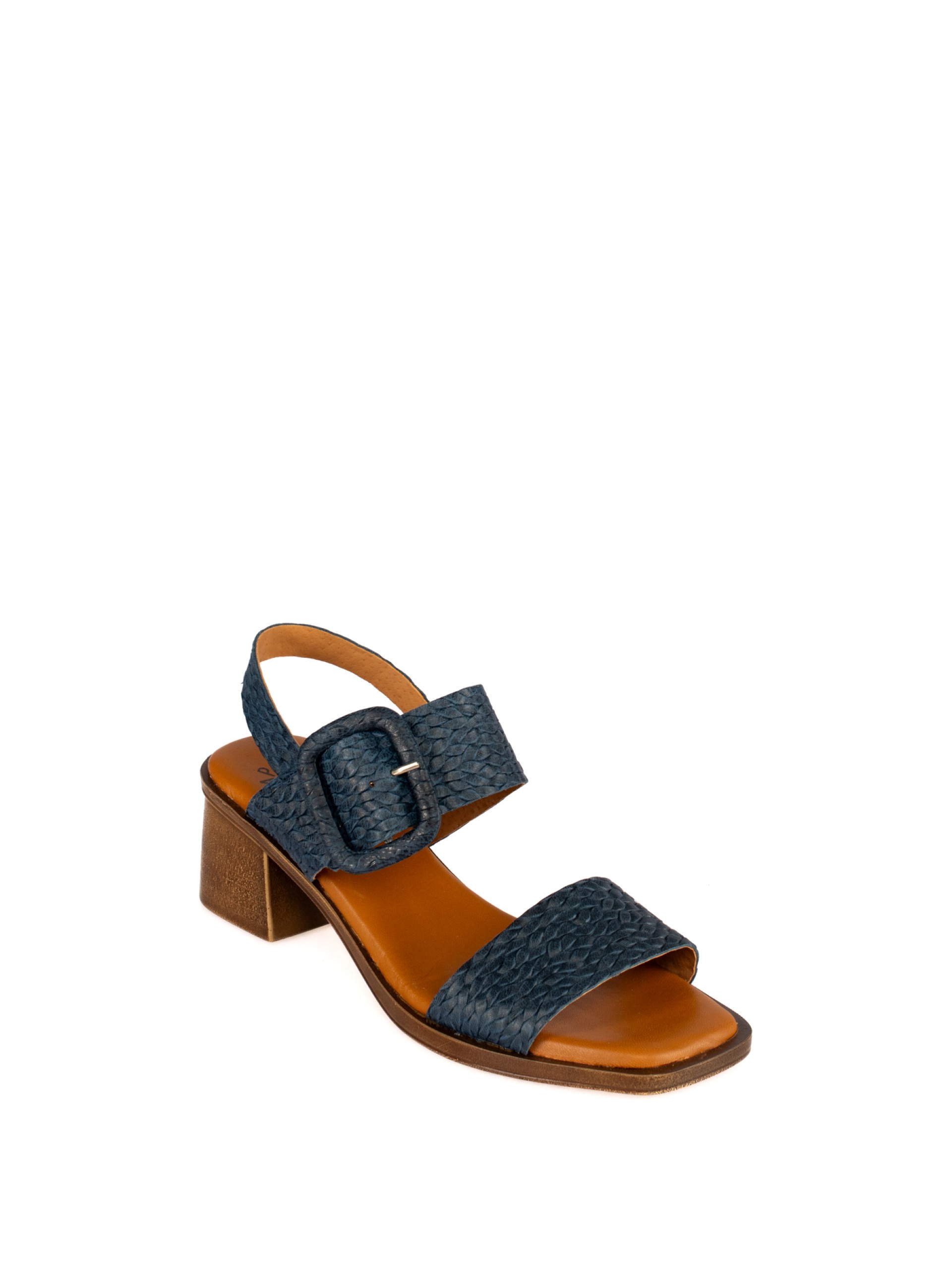 Woven Leather Sandal with Covered Buckle