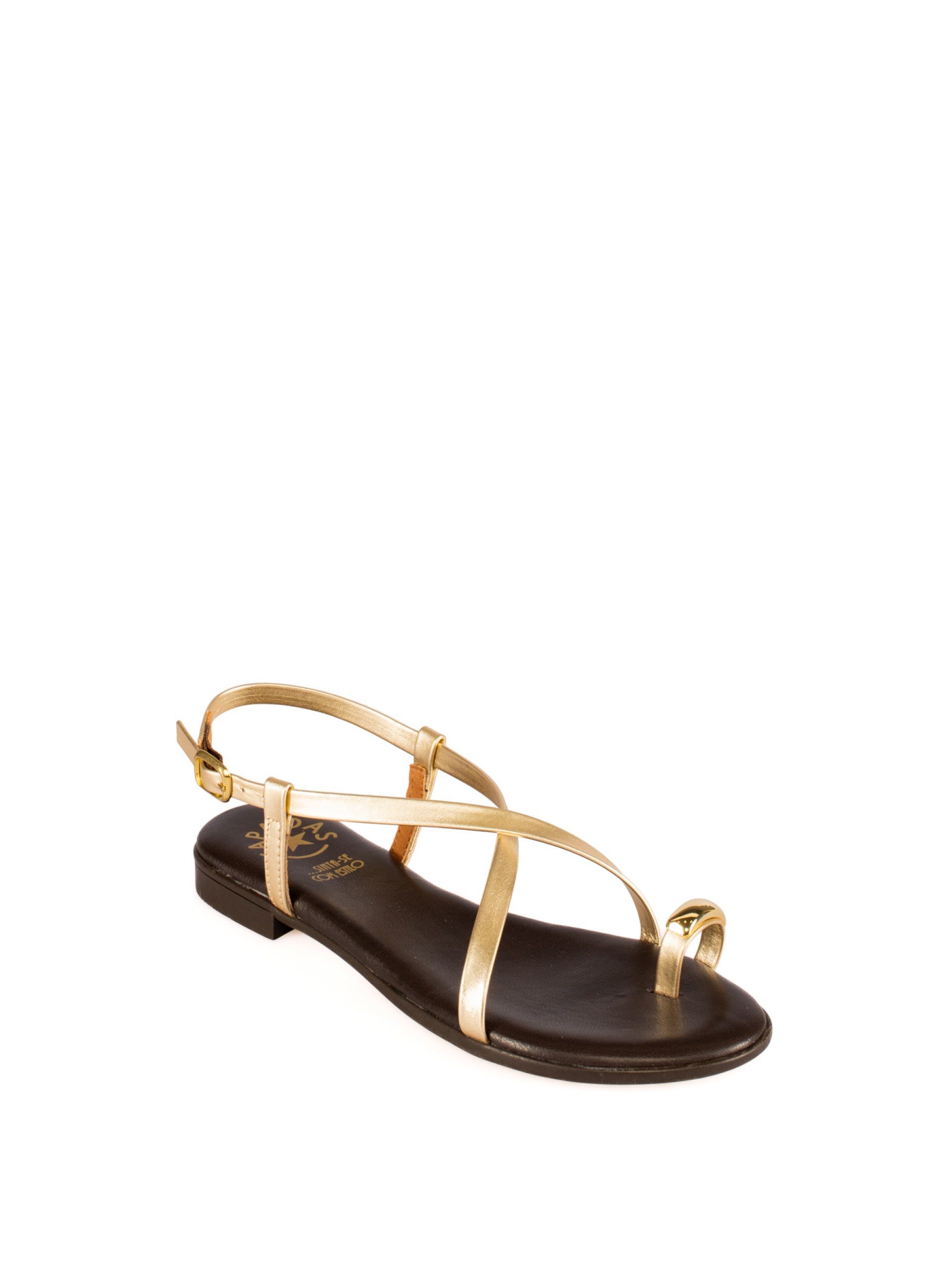 Women’s Flat Leather Sandal
with Gold Detail