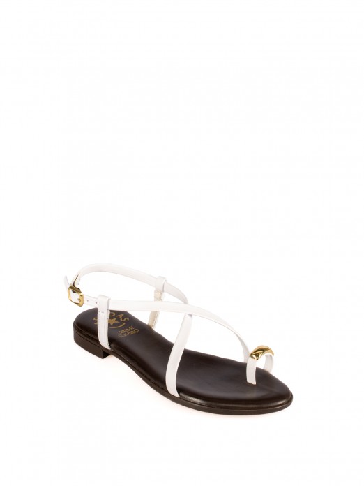 Women’s Flat Leather Sandalwith Gold Detail Women’s Flat Leather Sandalwith Gold Detail