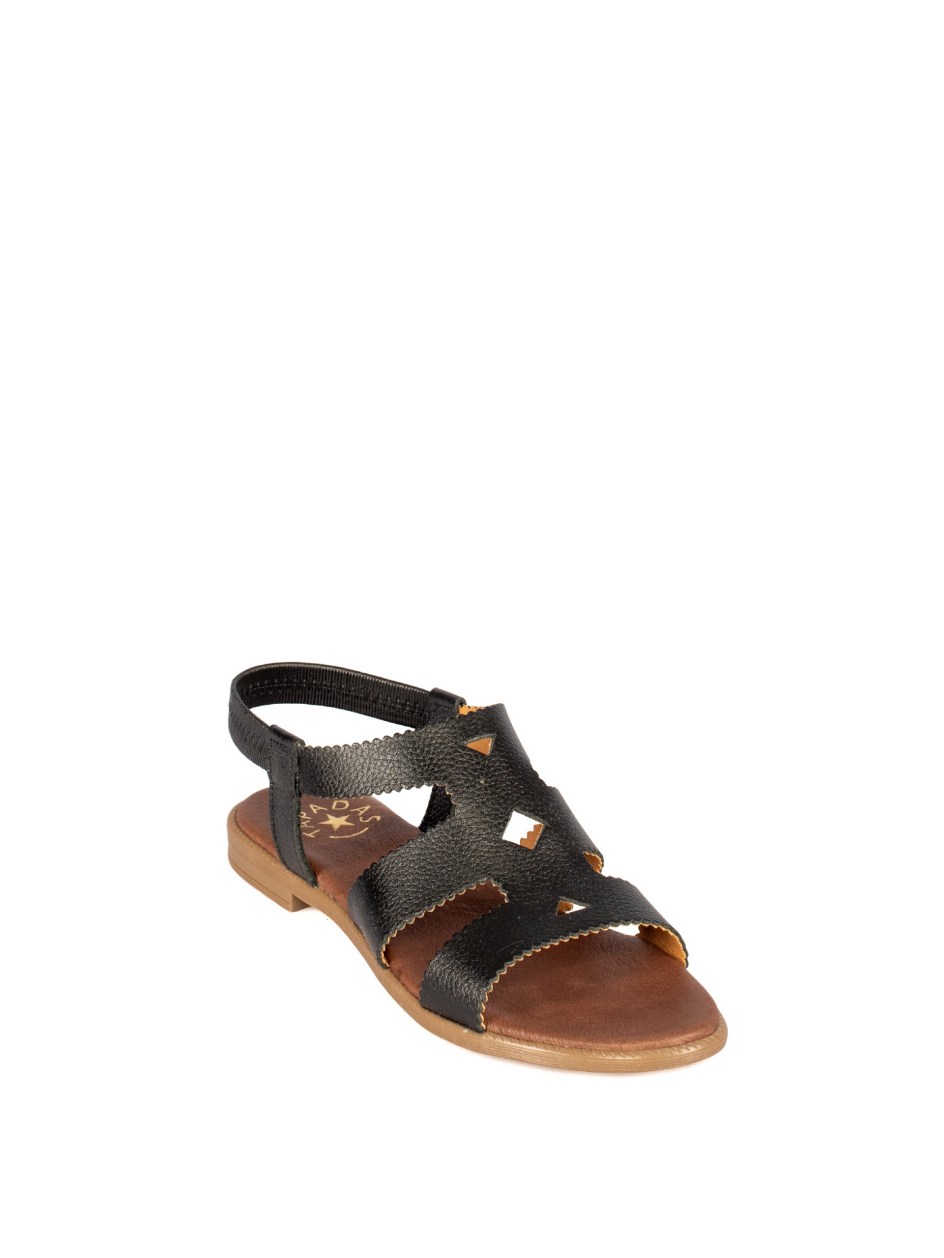 Women's Flat Leather Sandal with Cutouts