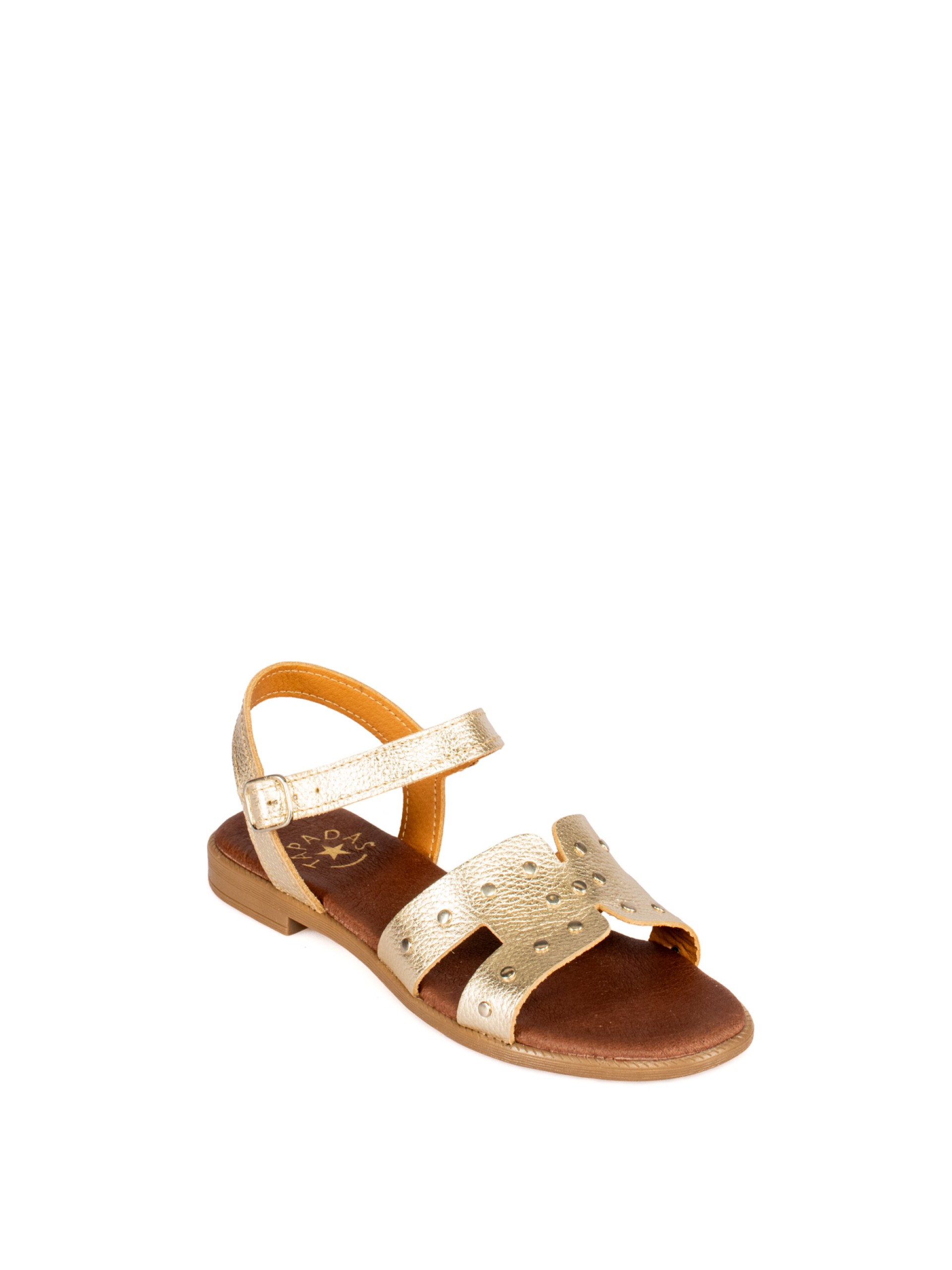 Women's Flat Leather Sandal with Studs