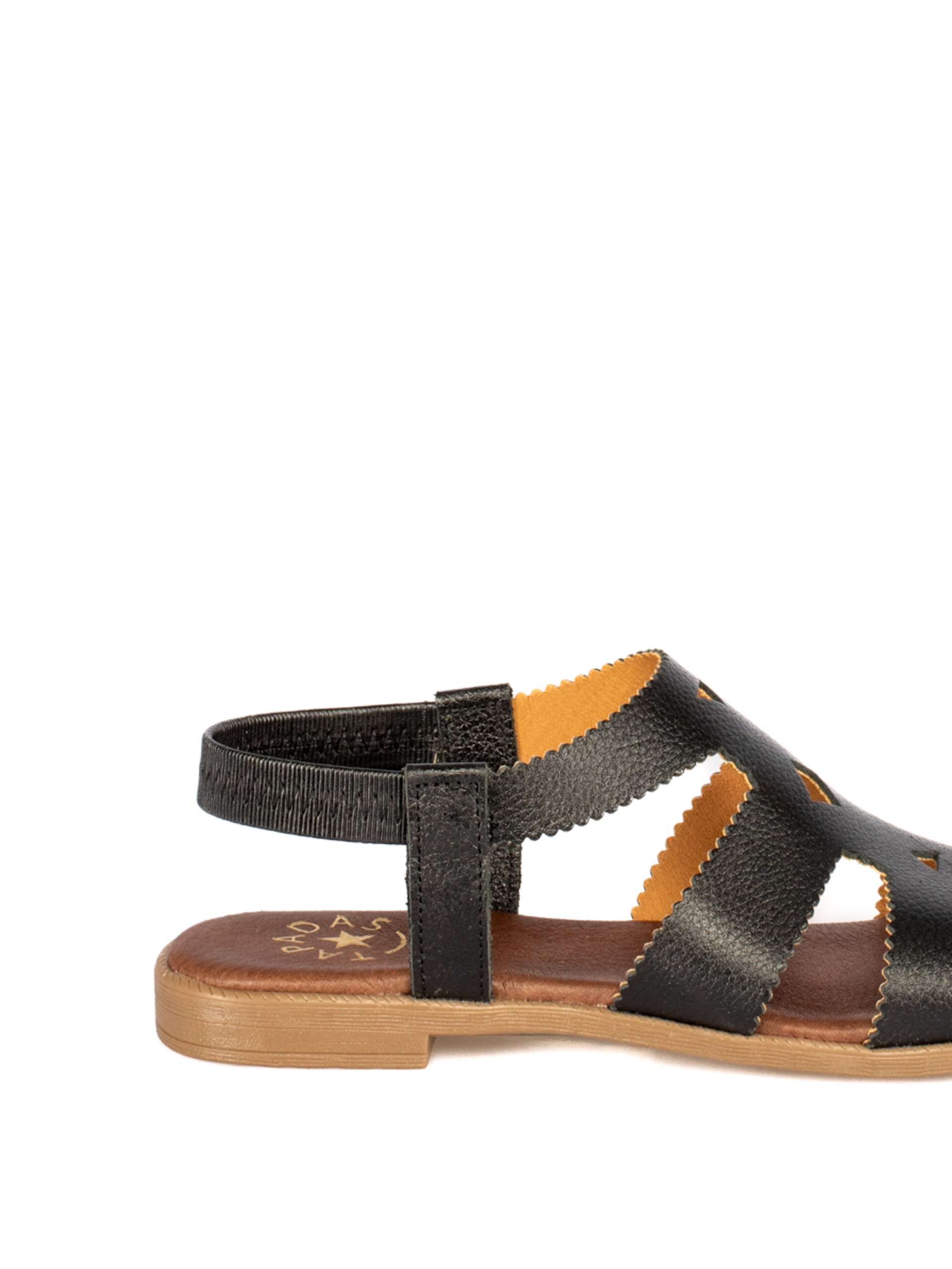 Women's Flat Leather Sandal with Cutouts