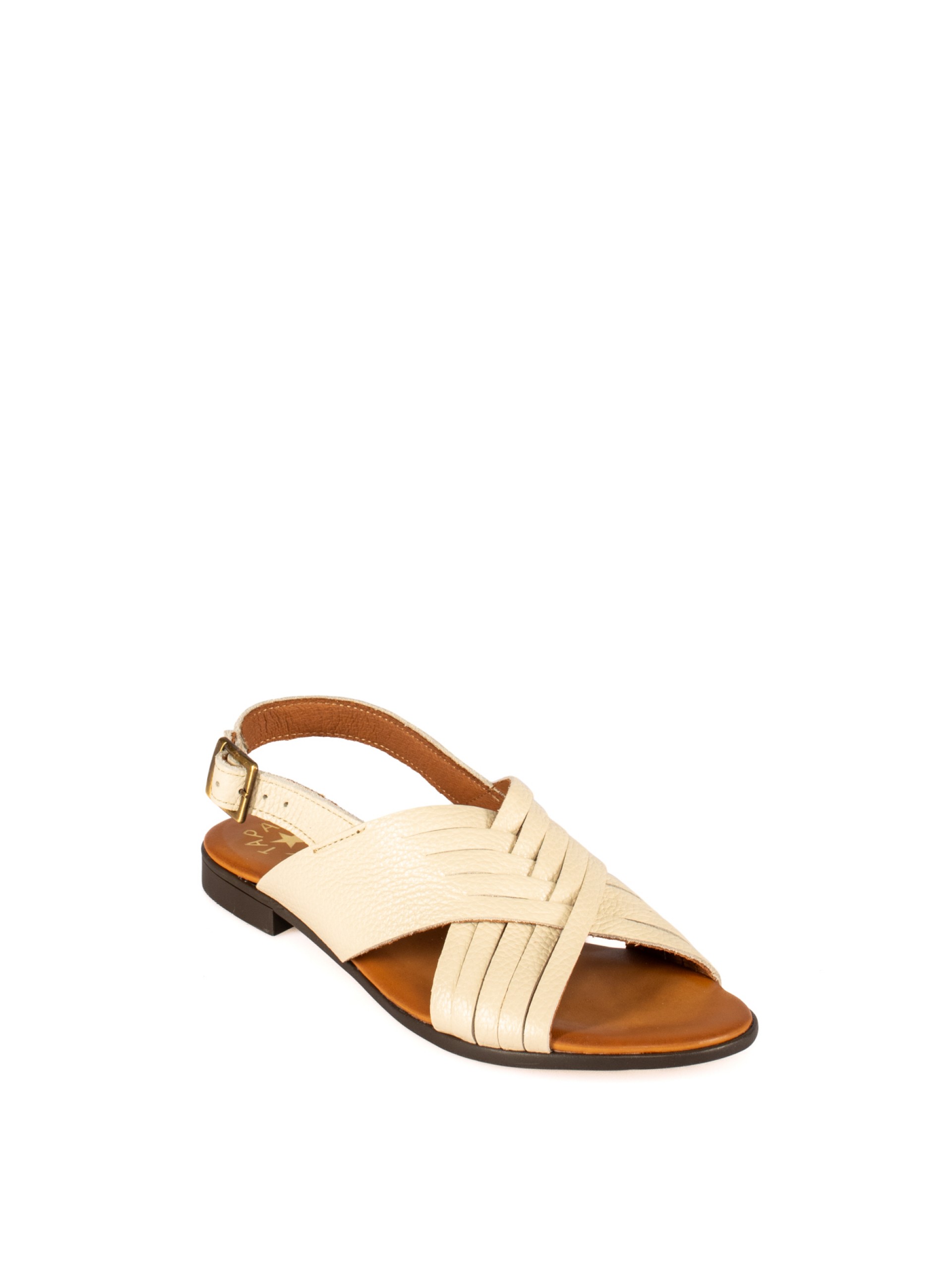Women’s Flat Leather Sandal with Crossed Straps
