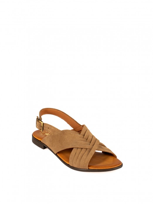 Women’s Flat Suede Sandal with Crossed Straps Women’s Flat Suede Sandal with Crossed Straps