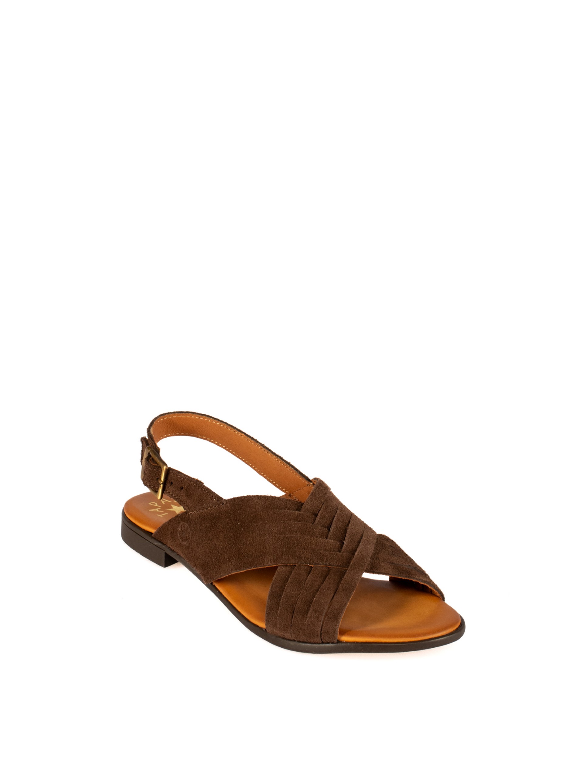 Women’s Flat Suede Sandal with Crossed Straps