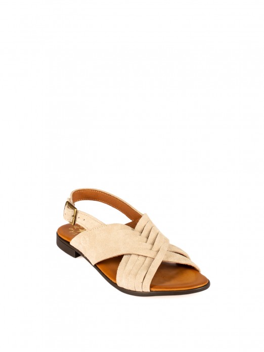 Women’s Flat Suede Sandal with Crossed Straps Women’s Flat Suede Sandal with Crossed Straps