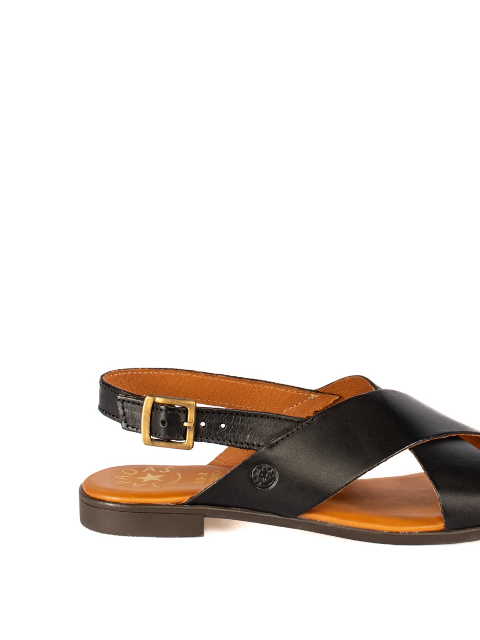 Women’s Flat Leather Sandal with Crossed Straps