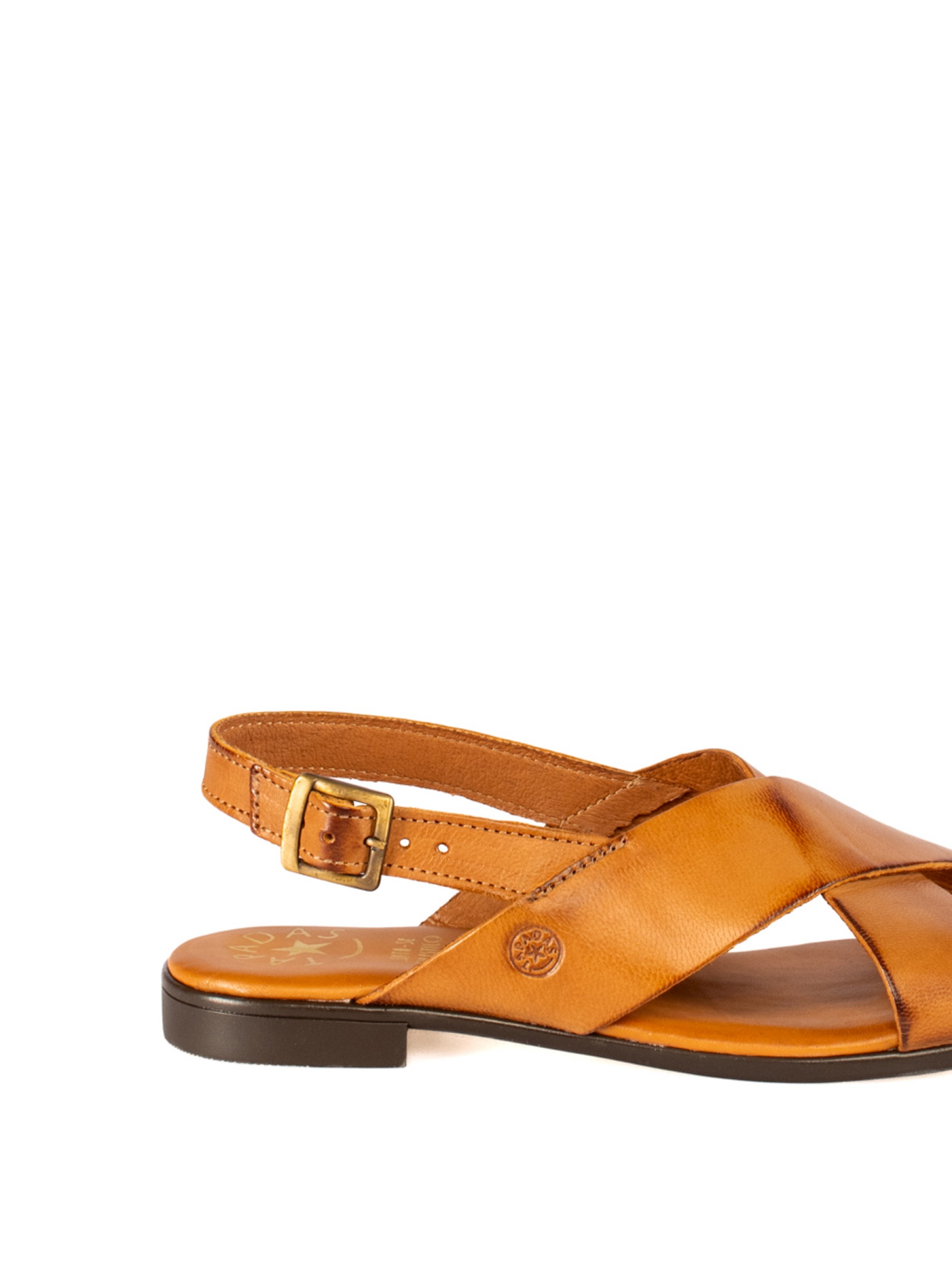 Women’s Flat Leather Sandal with Crossed Straps