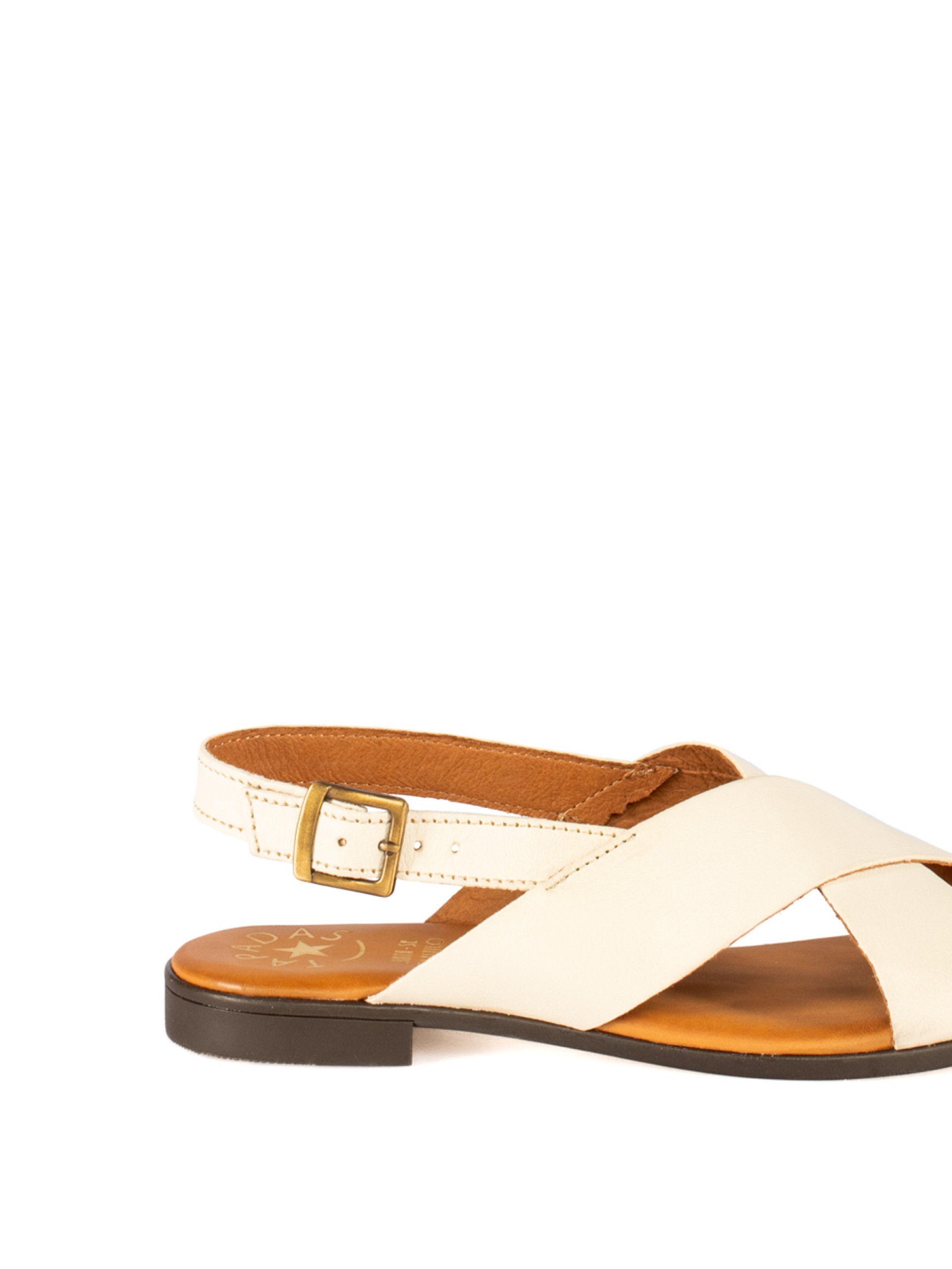 Women’s Flat Leather Sandal with Crossed Straps