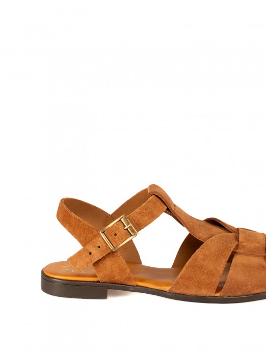Women’s Flat Suede Sandal with Crossed Straps Women’s Flat Suede Sandal with Crossed Straps