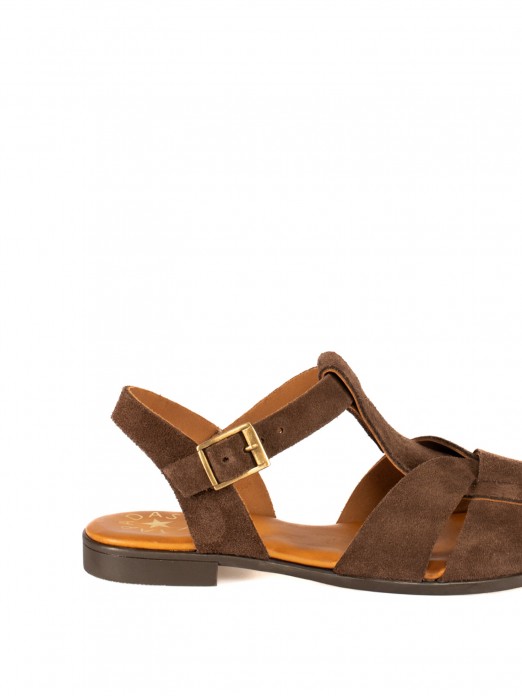 Women’s Flat Suede Sandal with Crossed Straps Women’s Flat Suede Sandal with Crossed Straps