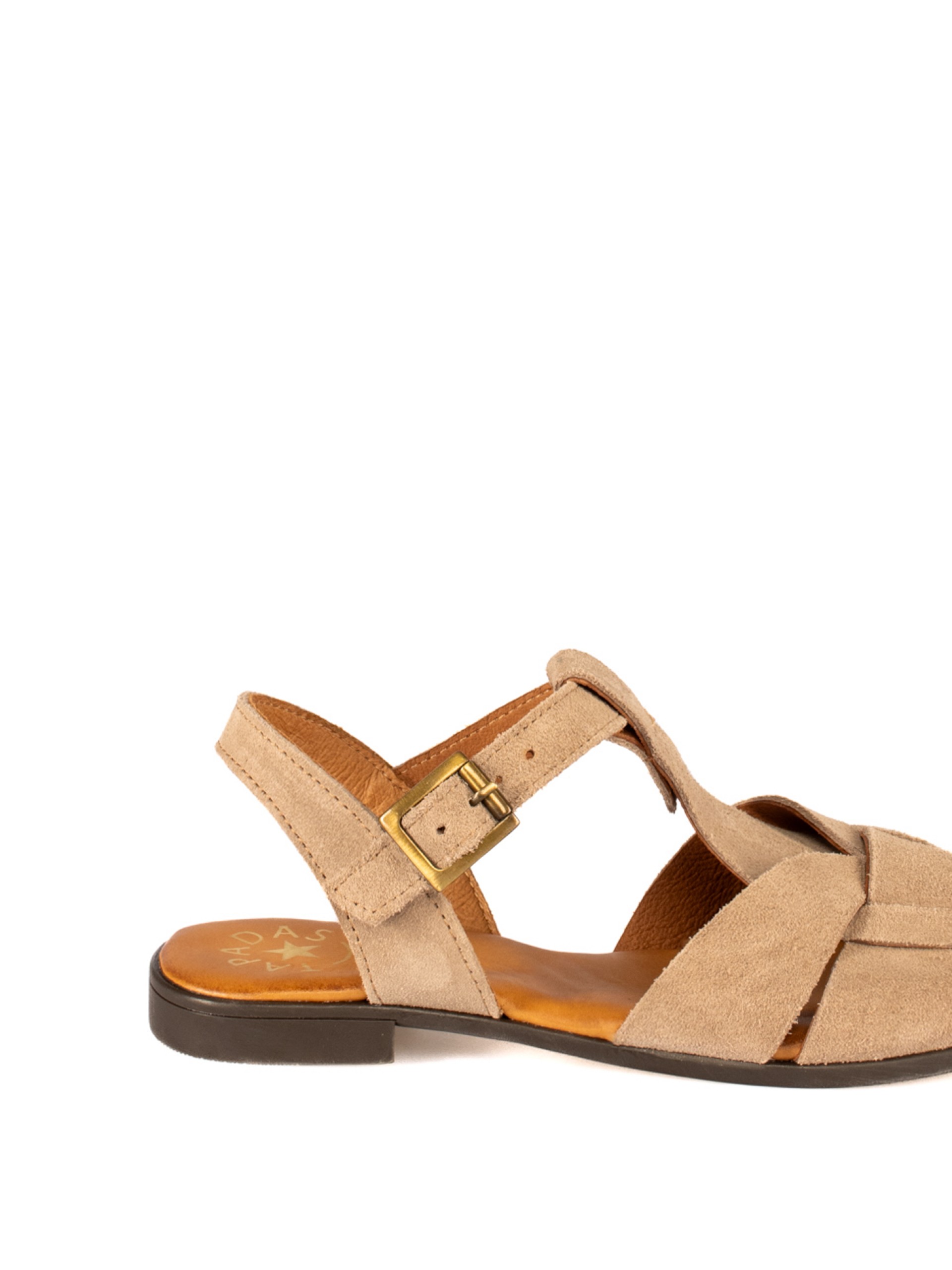 Women’s Flat Suede Sandal with Crossed Straps