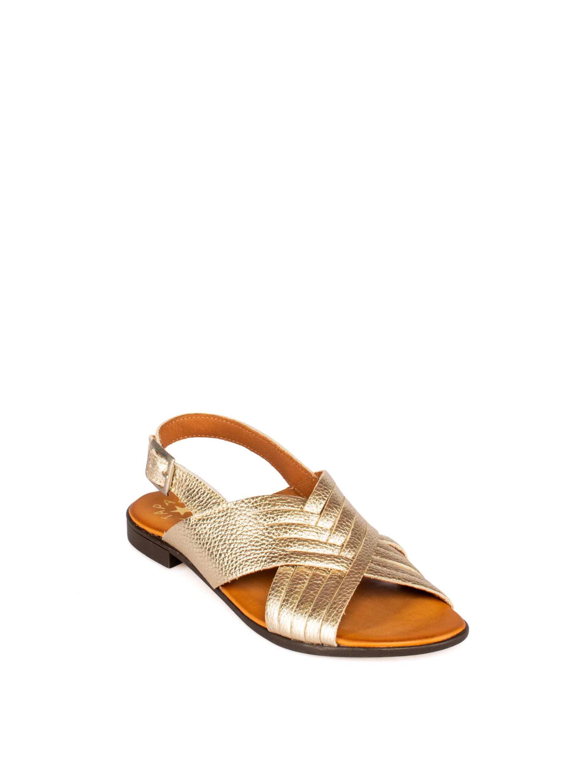 Women’s Flat Leather Sandal with Crossed Straps