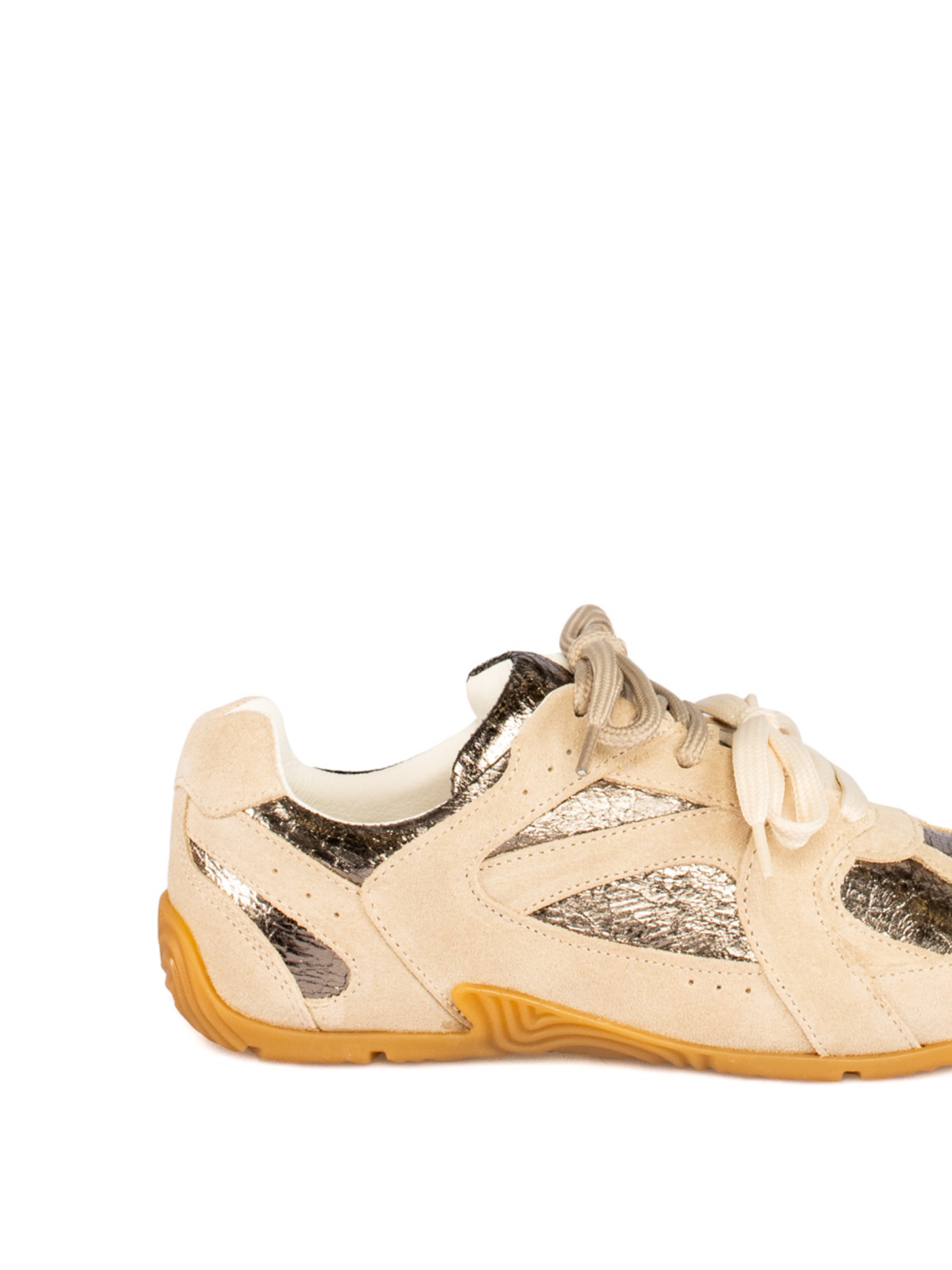 Women’s Laminated Leather and Suede Sneaker