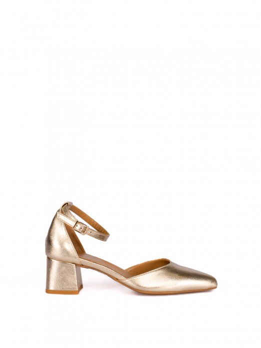 Medium Heel Shoe in Laminated Leather