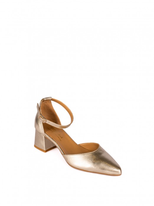 Medium Heel Shoe in Laminated Leather
