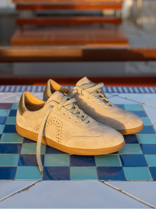 Suede sneaker with studs