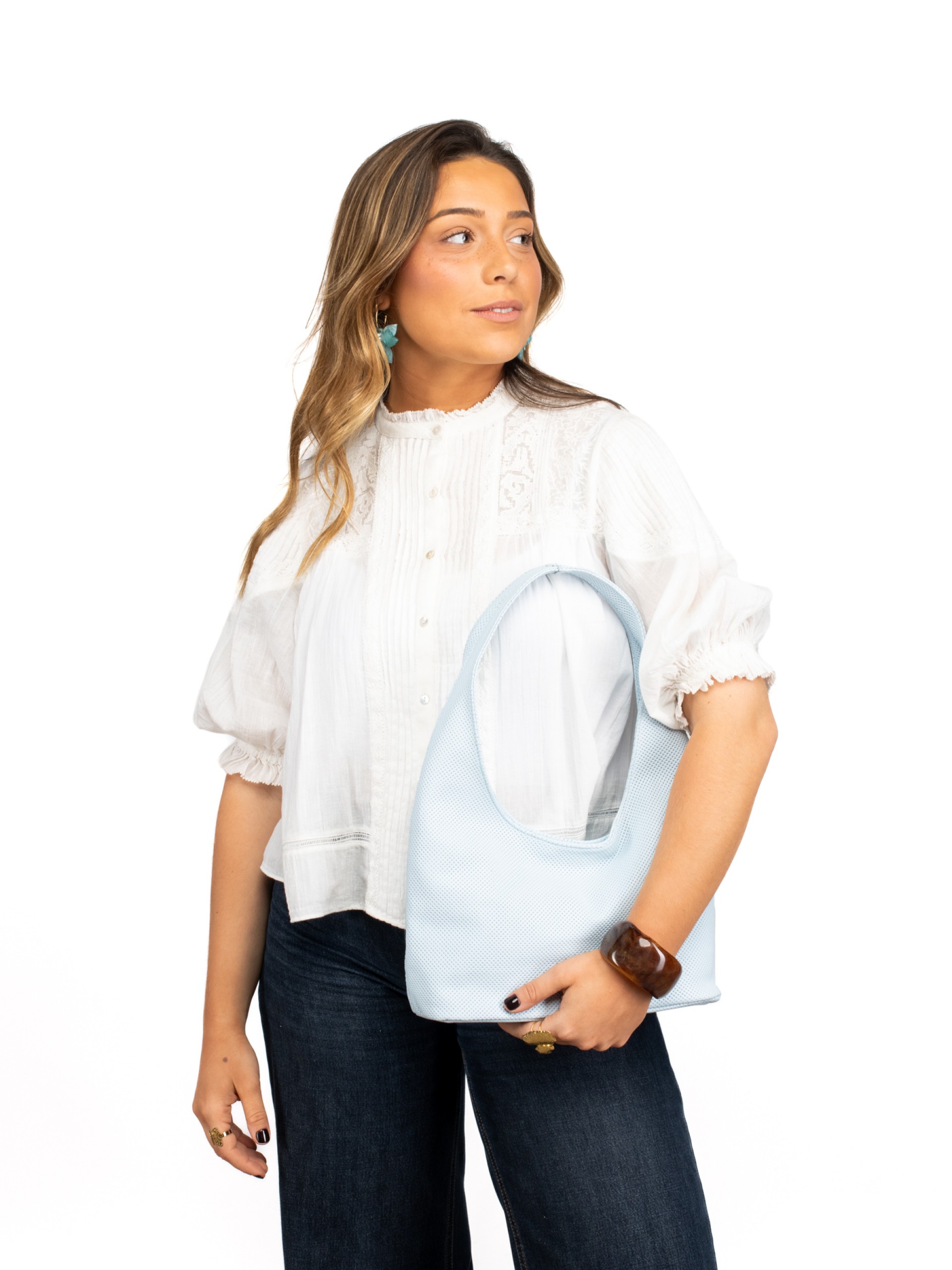 Perforated Leather Shoulder Bag