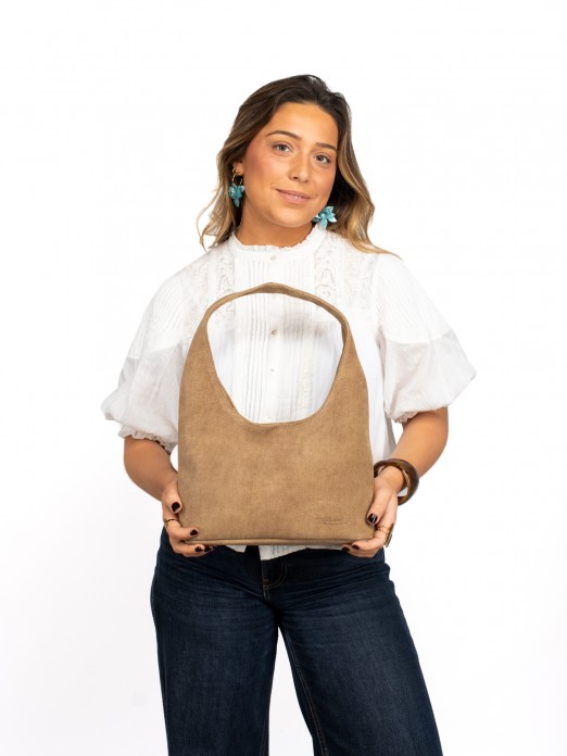 Denim Suede Shoulder Bag