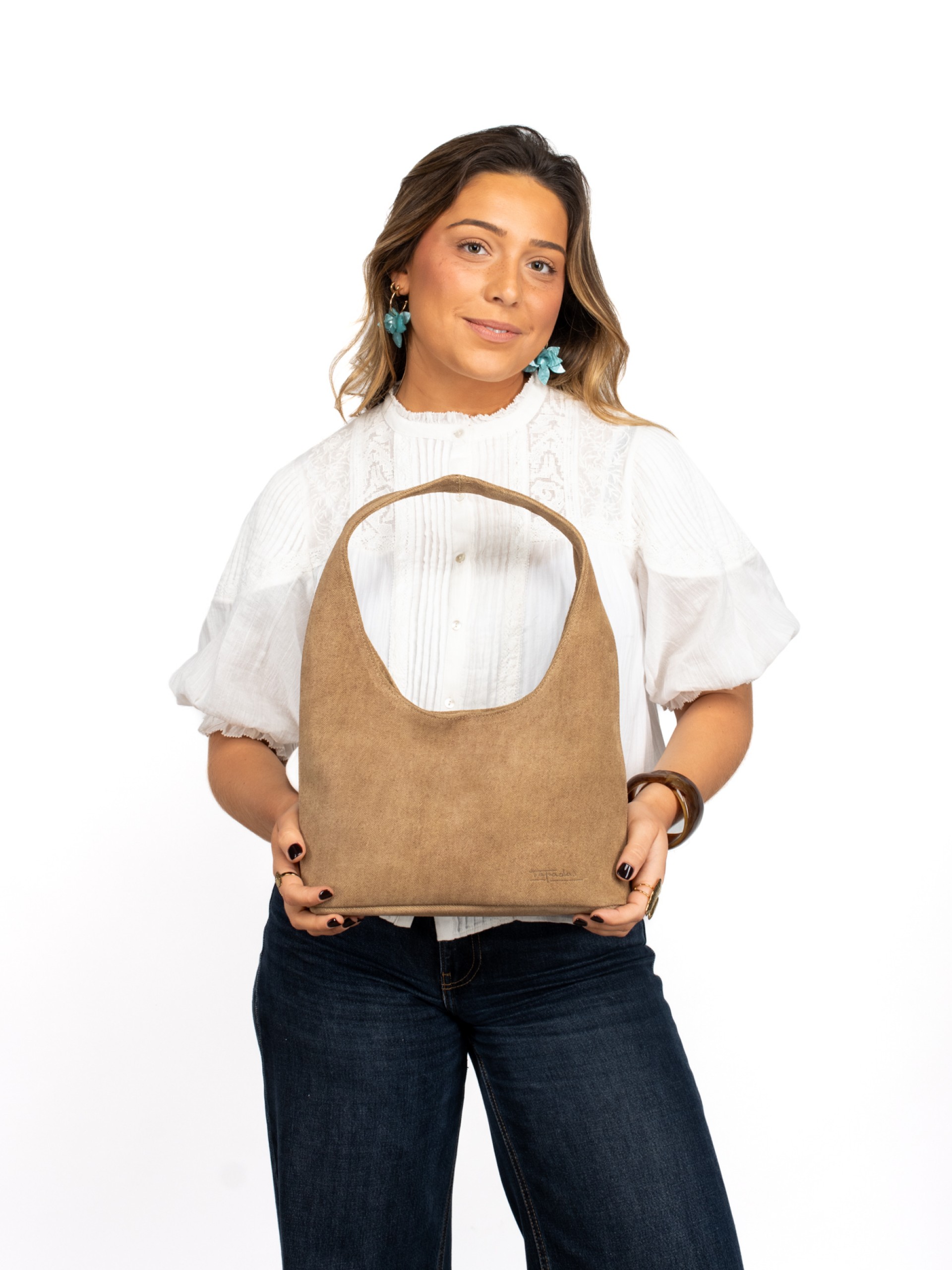 Denim Suede Shoulder Bag