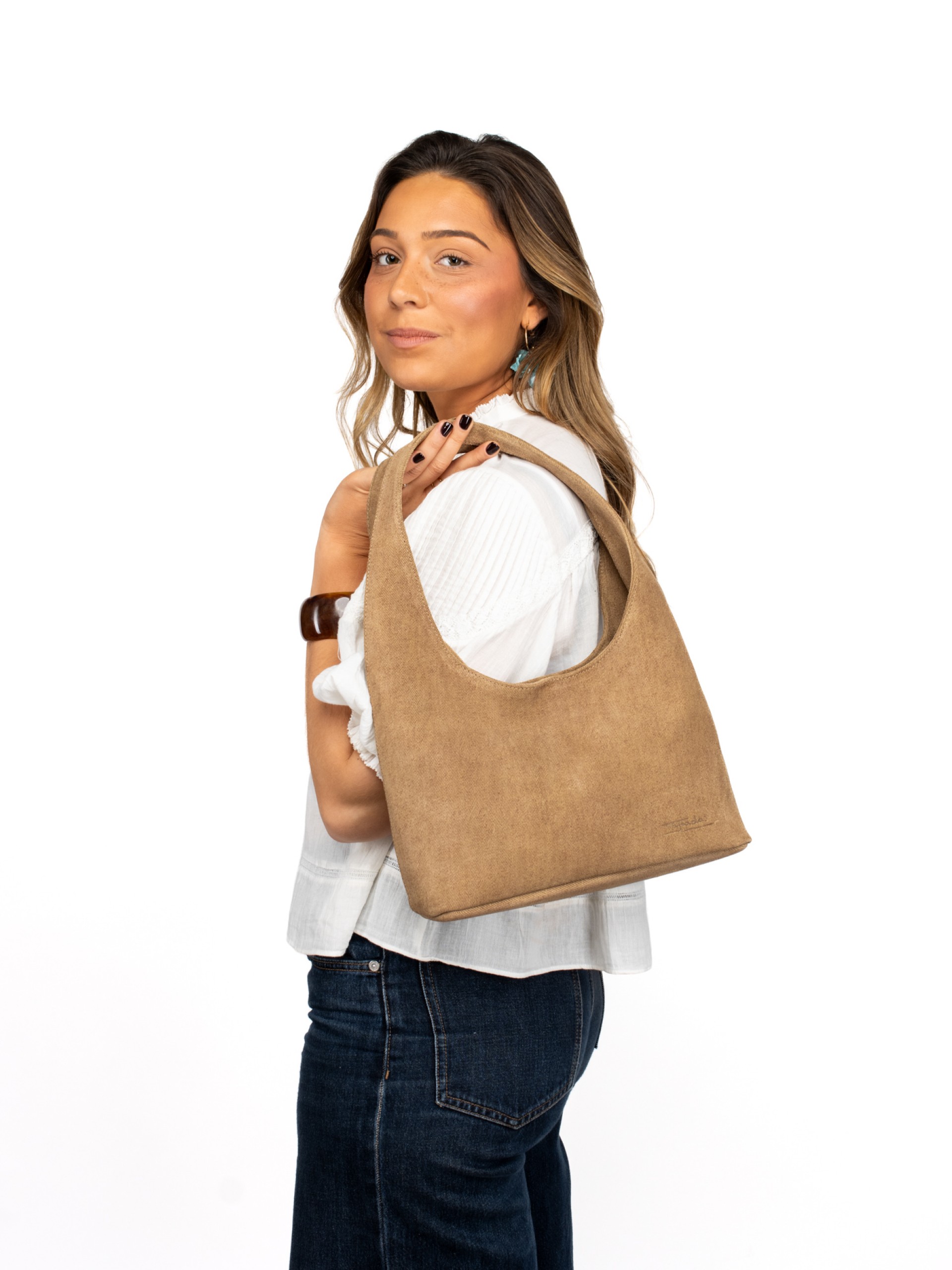 Denim Suede Shoulder Bag
