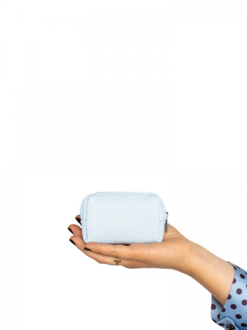Coin purse in perforated leather