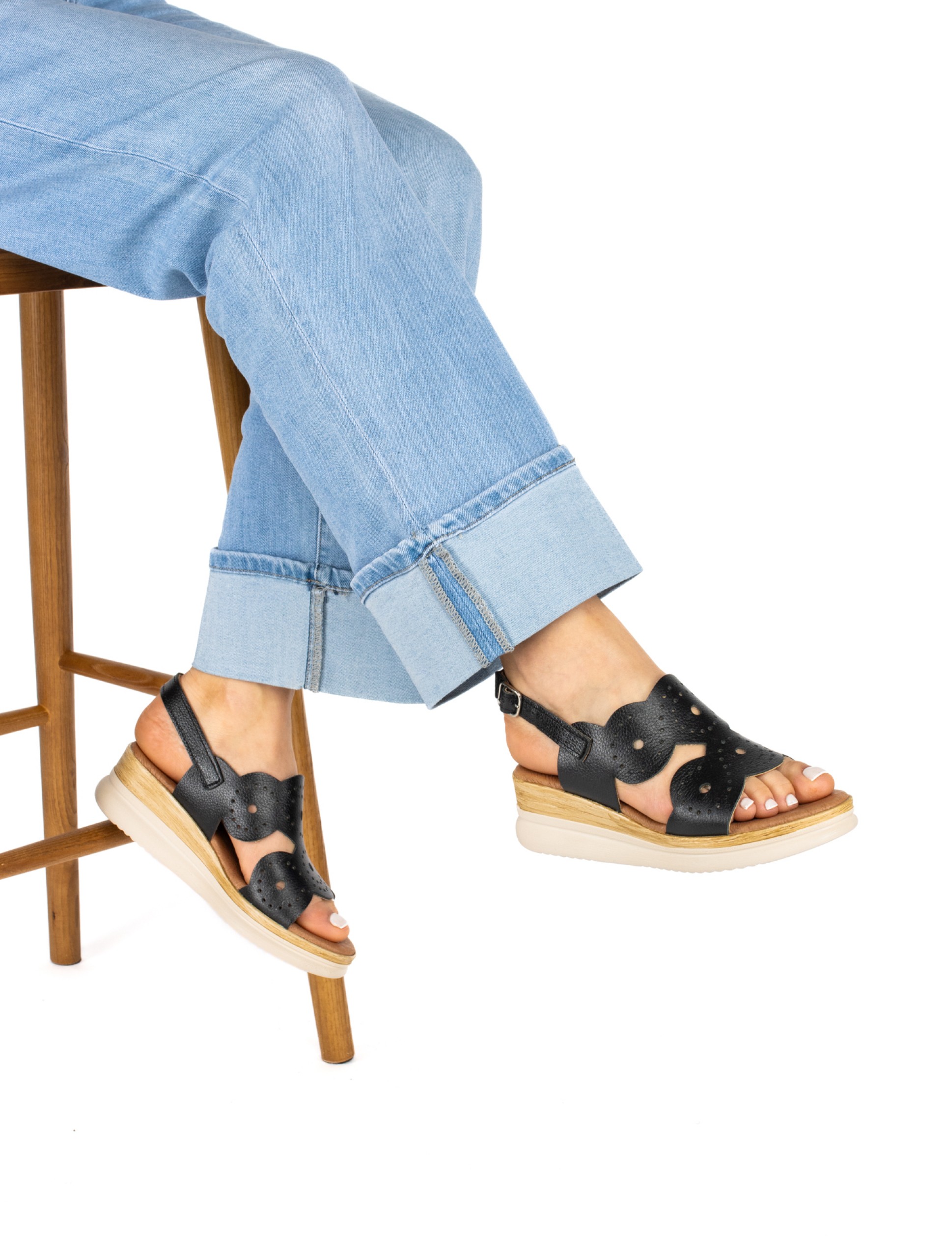 Women’s Bio Leather Slide with Buckles