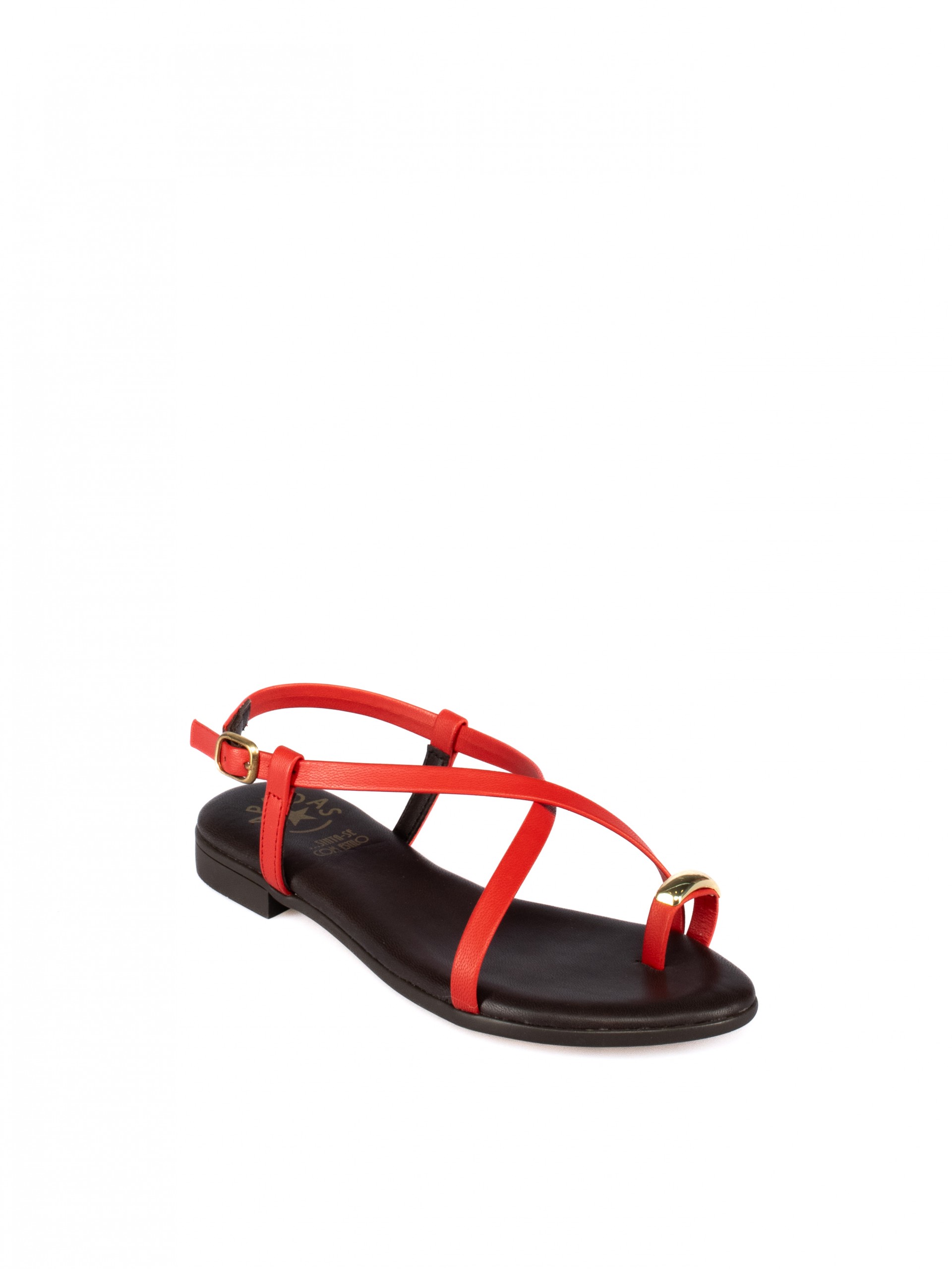 Women’s Flat Leather Sandal
with Gold Detail