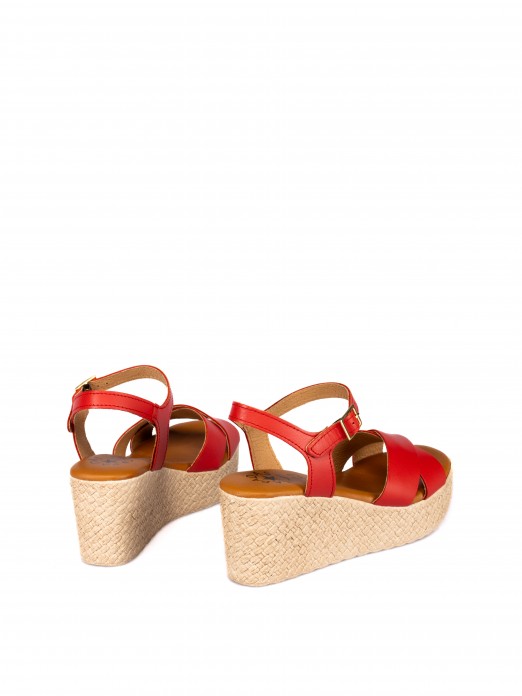 Women’s Leather Wedge Sandal with Crossed Straps Women’s Leather Wedge Sandal with Crossed Straps