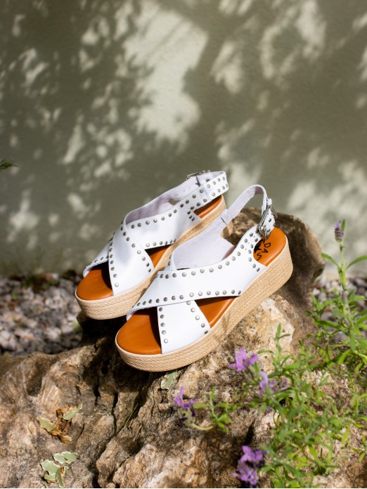 Women’s Leather Wedge Sandal with Studs Women’s Leather Wedge Sandal with Studs