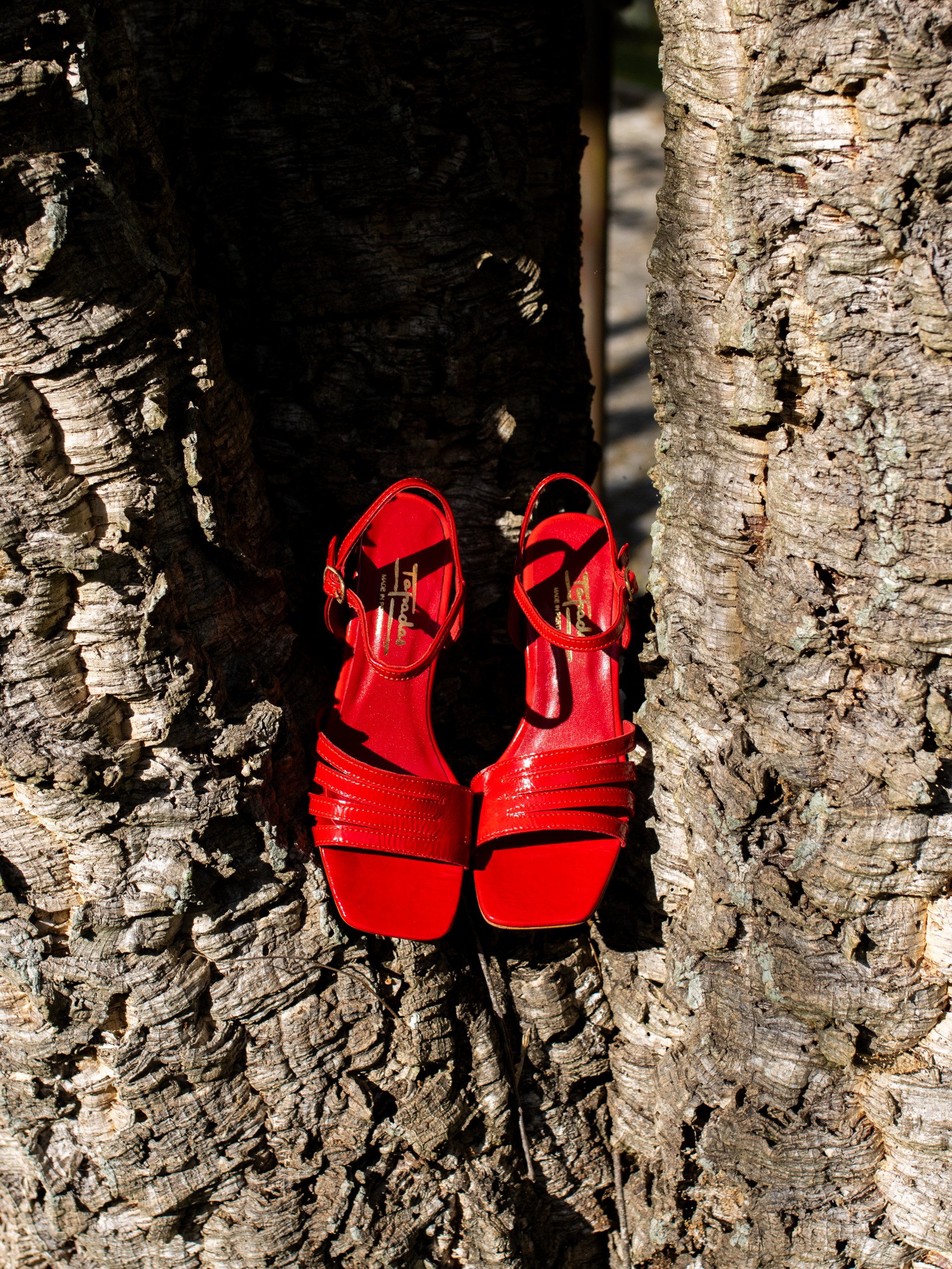 Mid-Heel Patent Leather Sandal