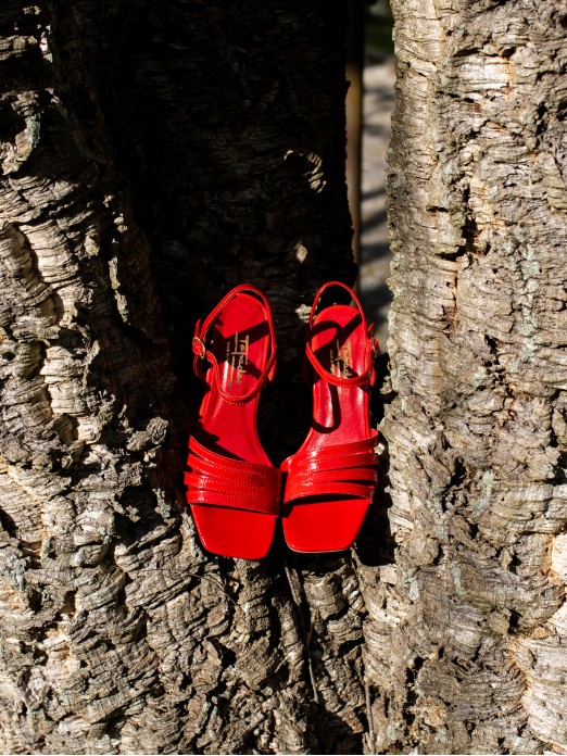 Mid-Heel Patent Leather Sandal Mid-Heel Patent Leather Sandal