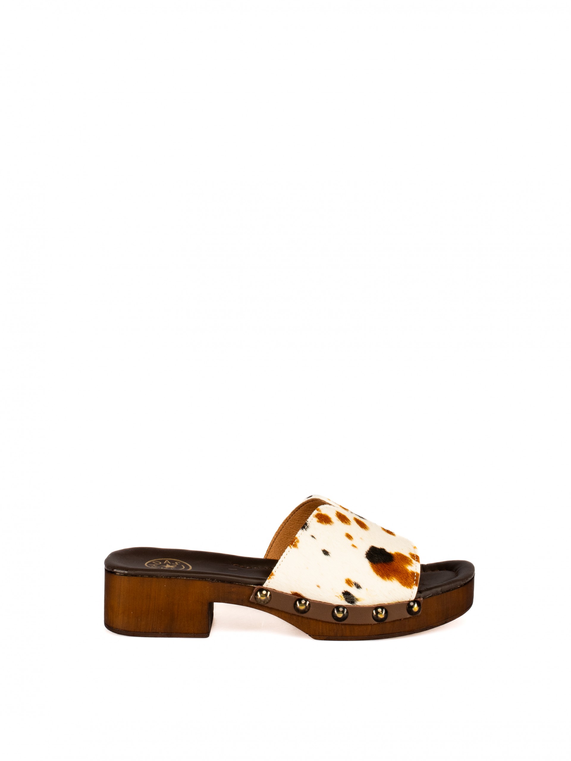 Animal Print Hair-On Leather Clog