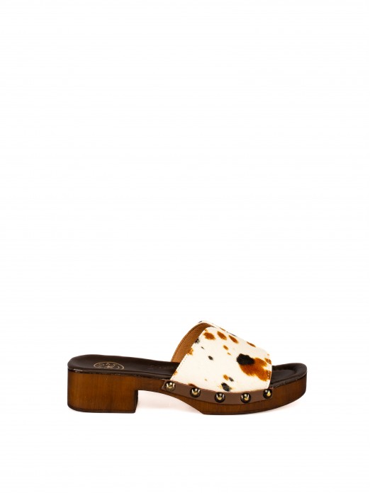 Animal Print Hair-On Leather Clog Animal Print Hair-On Leather Clog