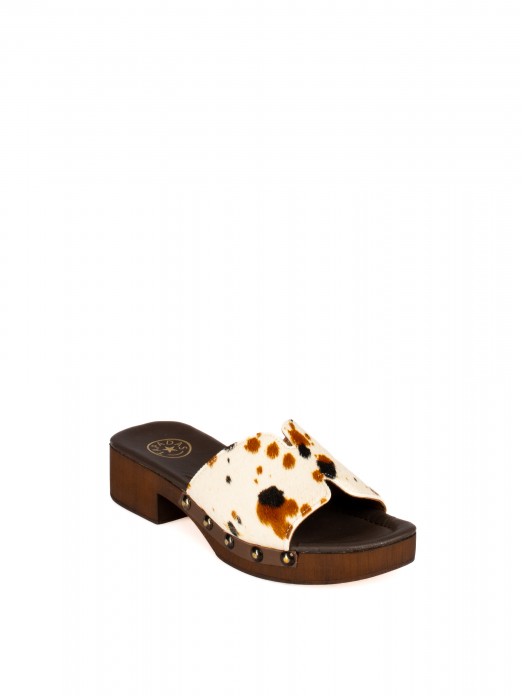 Animal Print Hair-On Leather Clog Animal Print Hair-On Leather Clog