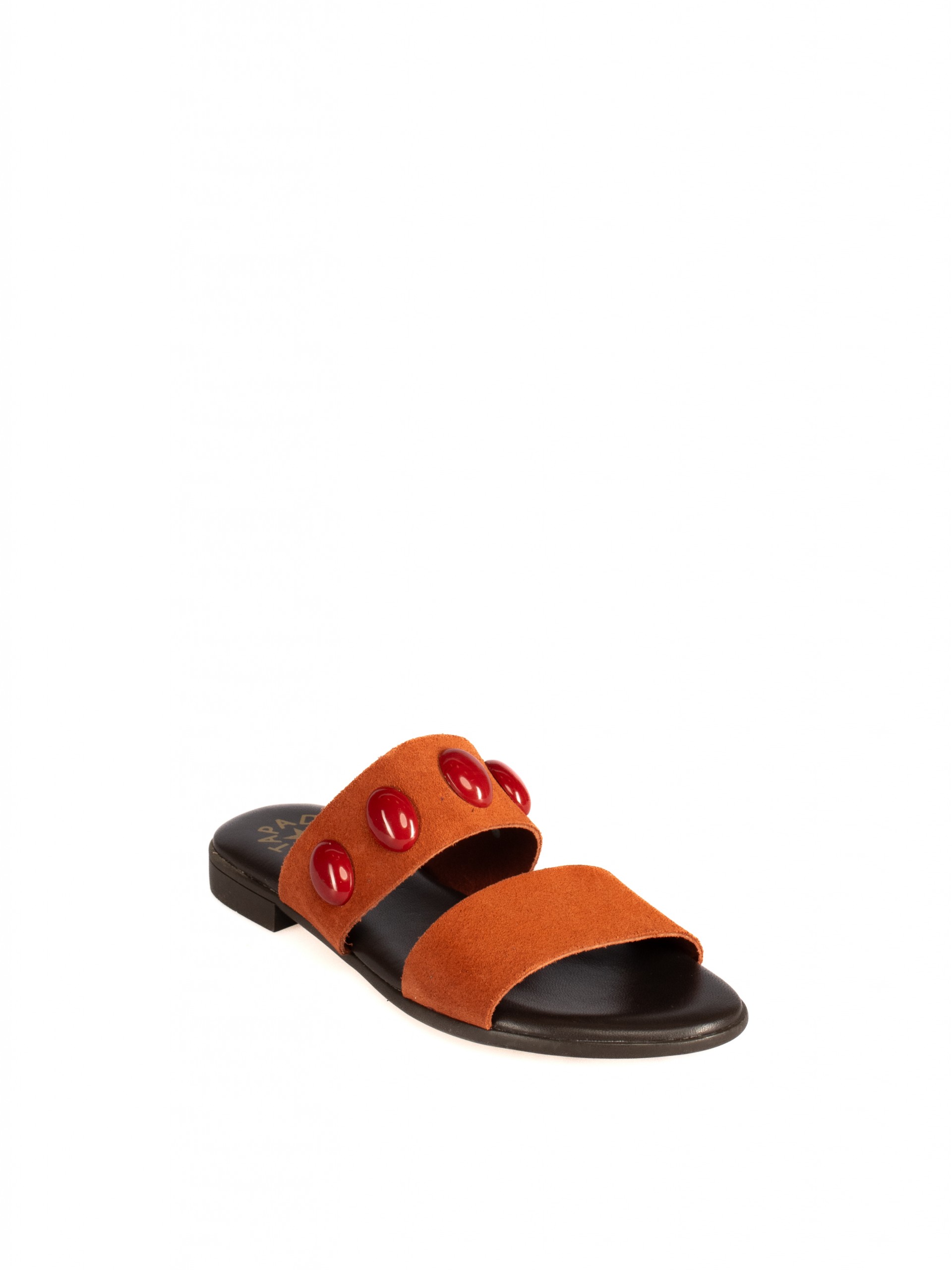 Suede Slide with Two Straps and Stones