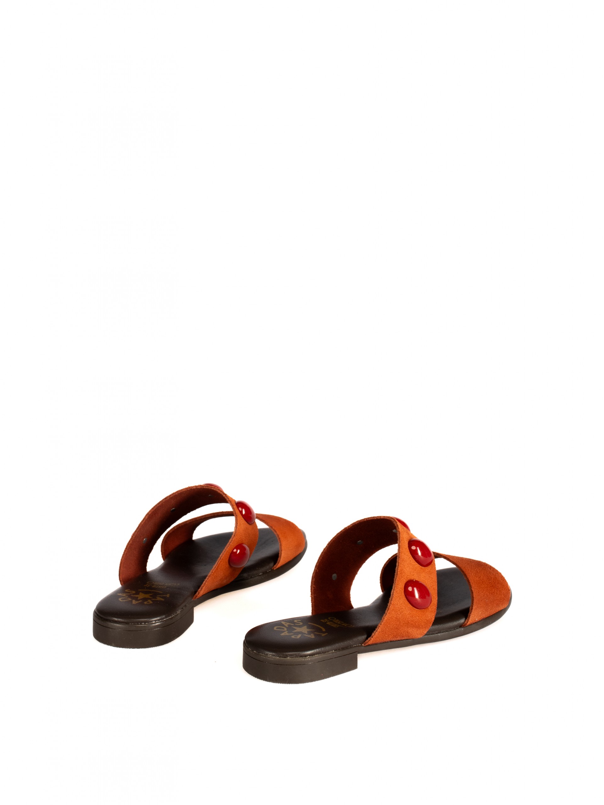 Suede Slide with Two Straps and Stones