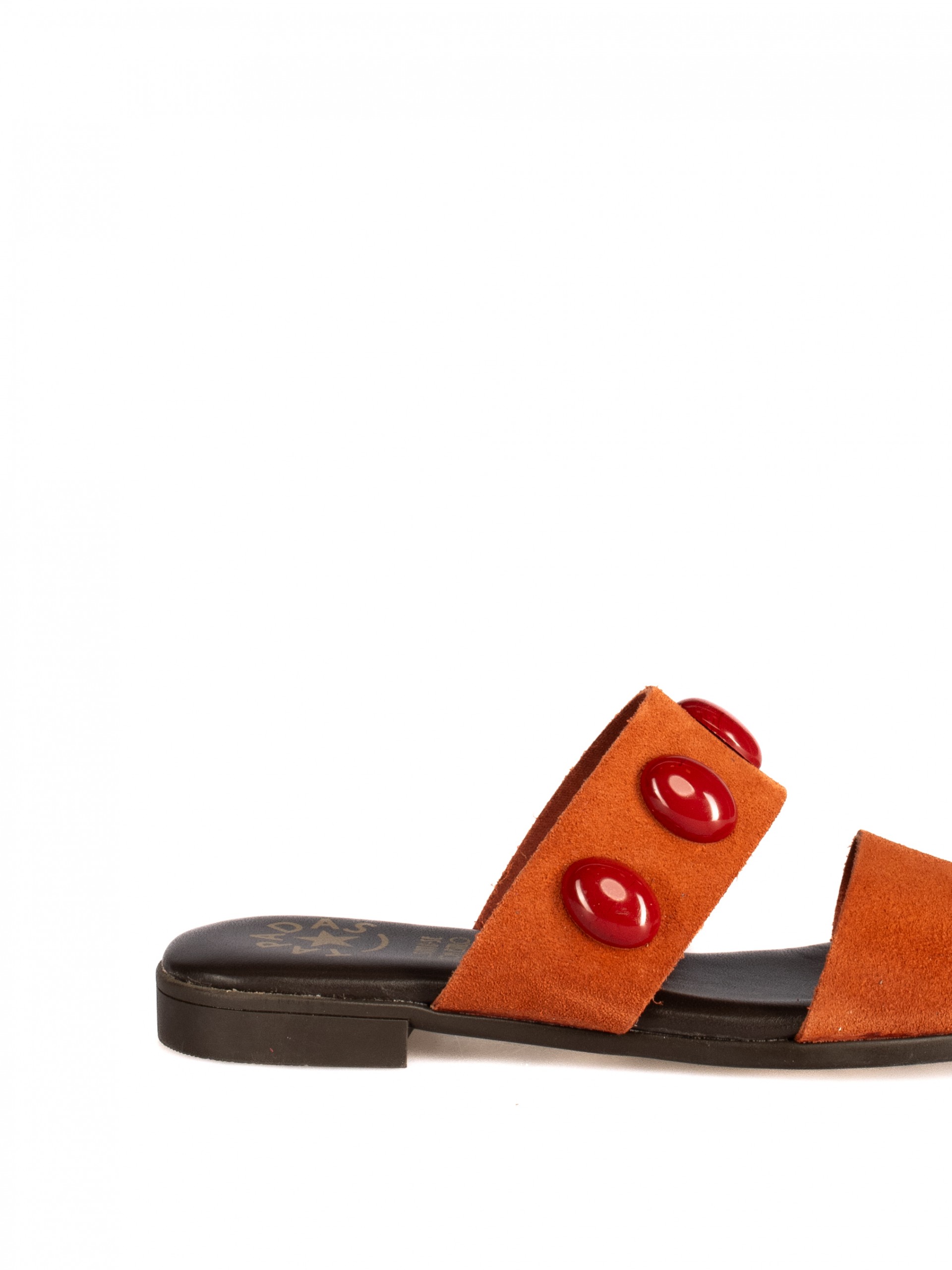 Suede Slide with Two Straps and Stones