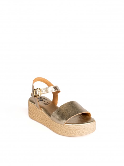 Women's Wedge Sandal in Laminated Leather Women's Wedge Sandal in Laminated Leather