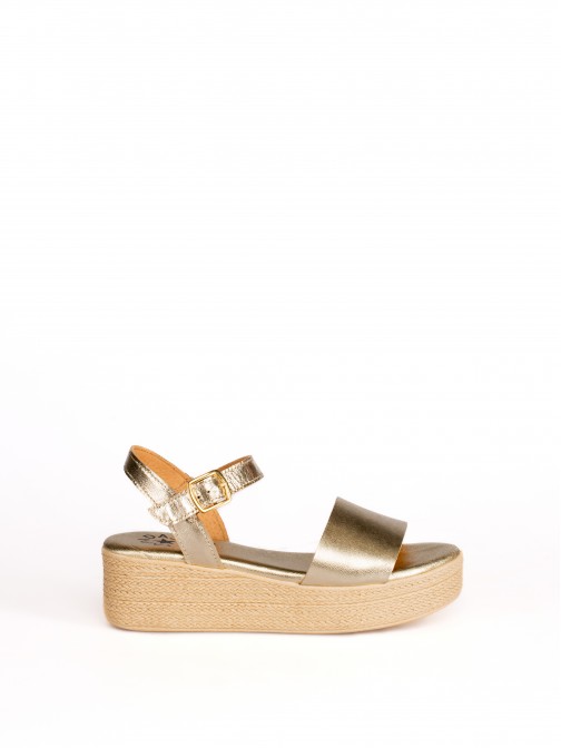 Women's Wedge Sandal in Laminated Leather Women's Wedge Sandal in Laminated Leather