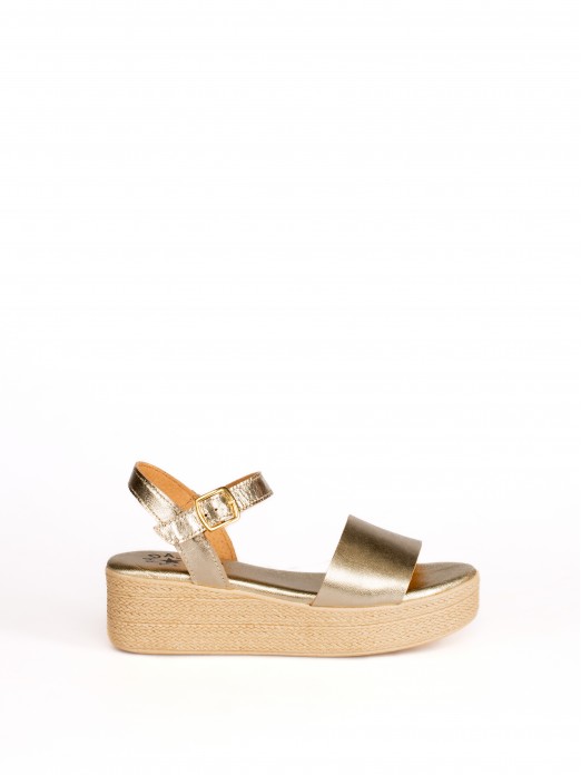 Women's Wedge Sandal in Laminated Leather Women's Wedge Sandal in Laminated Leather