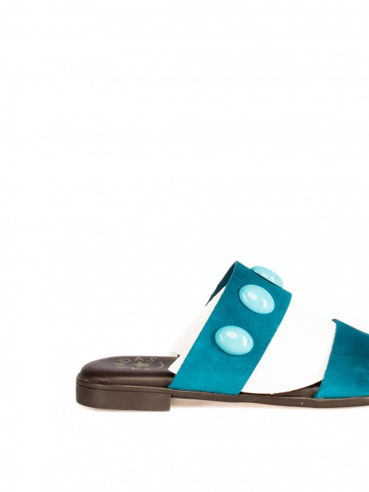 Suede Slide with Two Straps and Stones Suede Slide with Two Straps and Stones